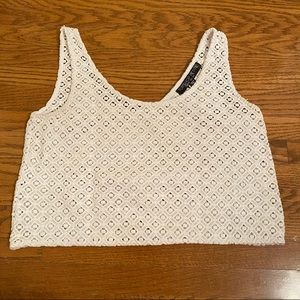 Topshop Petite White Crochet Crop Top